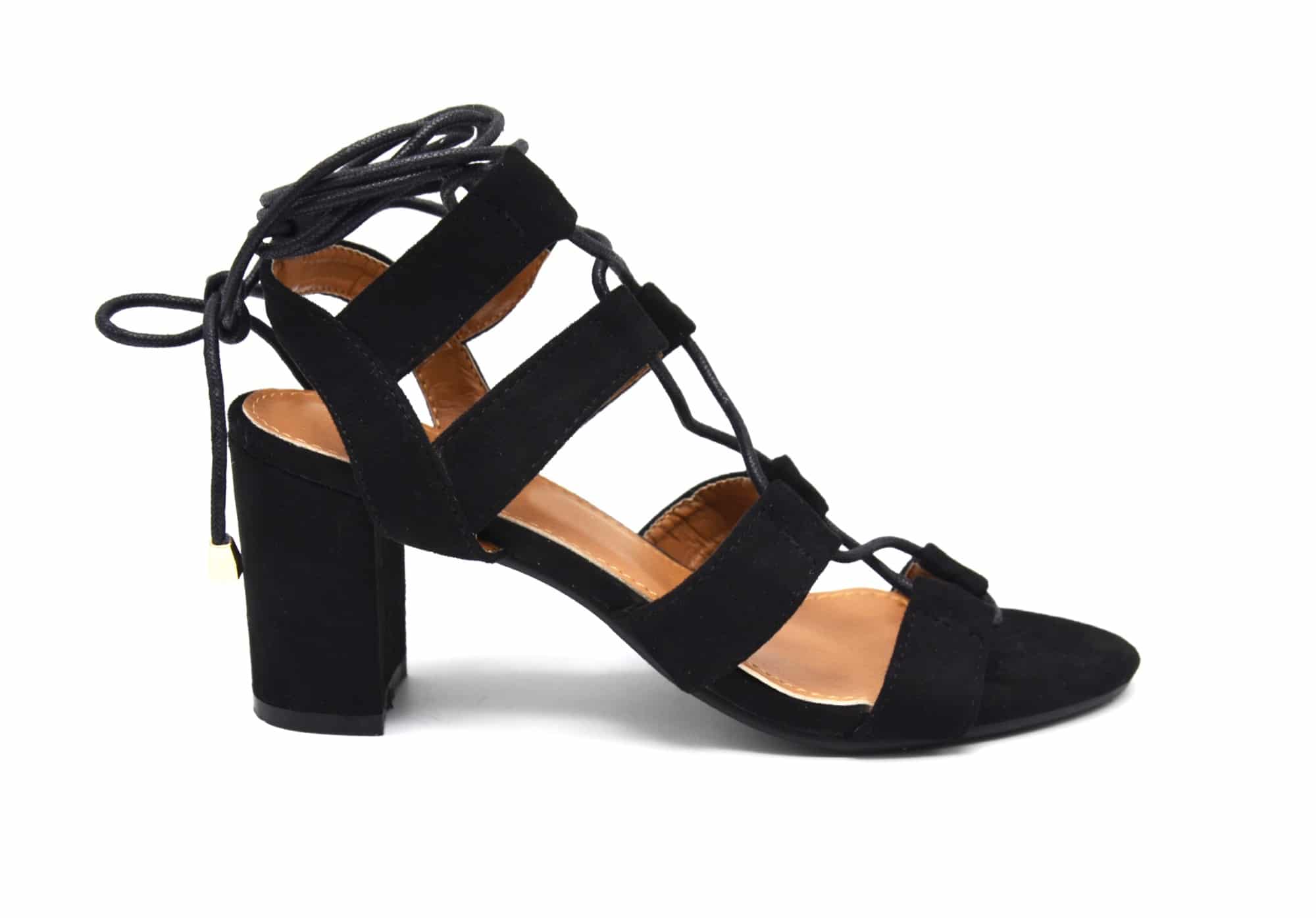 sandale noir a talon carre