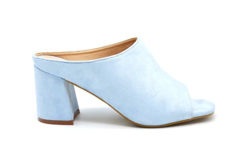 Mules-Chaussures-a-Talon-Carre-Effet-Daim-Bleu-Pastel-avec-Bout-Ouvert-Peep-Toe