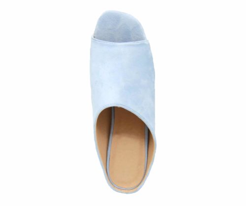 Mules-Chaussures-a-Talon-Carre-Effet-Daim-Bleu-Pastel-avec-Bout-Ouvert-Peep-Toe