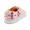 Baskets-Tennis-Sneakers-Simili-Cuir-Rose-avec-Ornements-Fleurs-Pierres-Perles-et-Semelle-Blanche