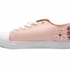 Baskets-Tennis-Sneakers-Simili-Cuir-Rose-avec-Ornements-Fleurs-Pierres-Perles-et-Semelle-Blanche