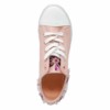 Baskets-Tennis-Sneakers-Simili-Cuir-Rose-avec-Ornements-Fleurs-Pierres-Perles-et-Semelle-Blanche