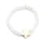 Bracelet-Elastique-Grosses-Perles-Brillantes-Blanc-avec-Charm-Etoile-Pierre-Style-Marbre