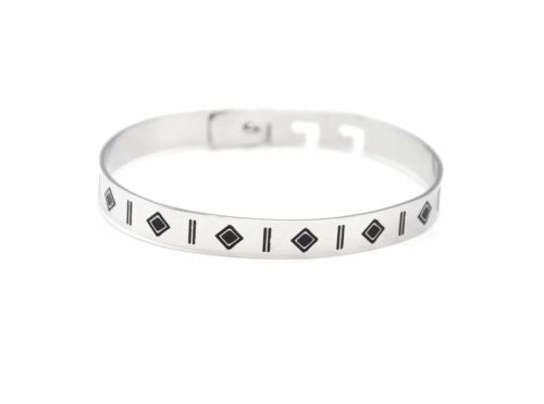 Bracelet-Jonc-Acier-Argente-avec-Motifs-Geometriques-Ethnique-Noir