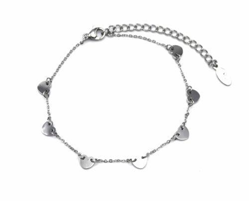 Bracelet-Fine-Chaine-avec-Multi-Charms-Coeurs-Acier-Argente