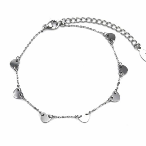 Bracelet-Fine-Chaine-avec-Multi-Charms-Coeurs-Acier-Argente