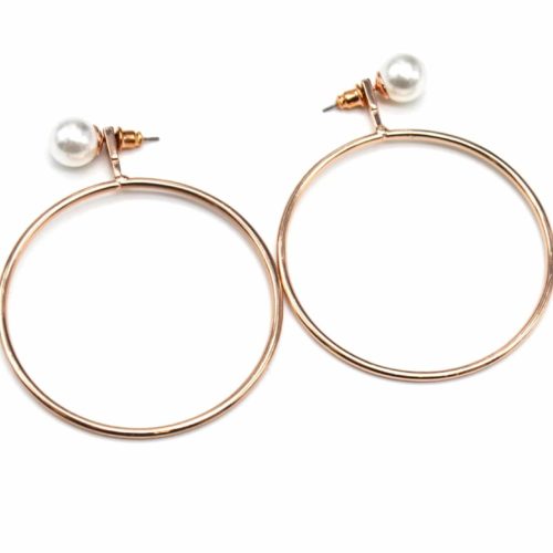 Loops-Earrings-traverses-2-in-1-bead-Ecru-et-Creole-Metal-gold-Rose