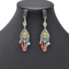 Boucles-dOreilles-Goutte-Metal-Relief-Argente-avec-Perles-Multicolore-et-Charms