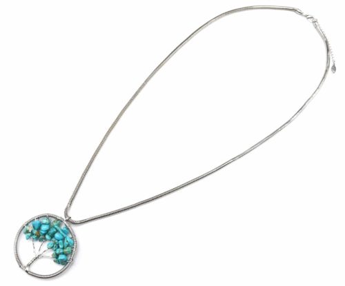 Sautoir-Collier-Pendentif-Cercle-Metal-Argente-avec-Arbre-de-Vie-Pierres-Turquoise