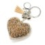 Porte-Cles-Bijou-de-Sac-Coeur-Clous-Perles-Strass-et-Feutrine-Beige-avec-Pompon