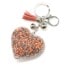 Porte-Cles-Bijou-de-Sac-Coeur-Clous-Perles-Strass-et-Feutrine-Rose-avec-Pompon