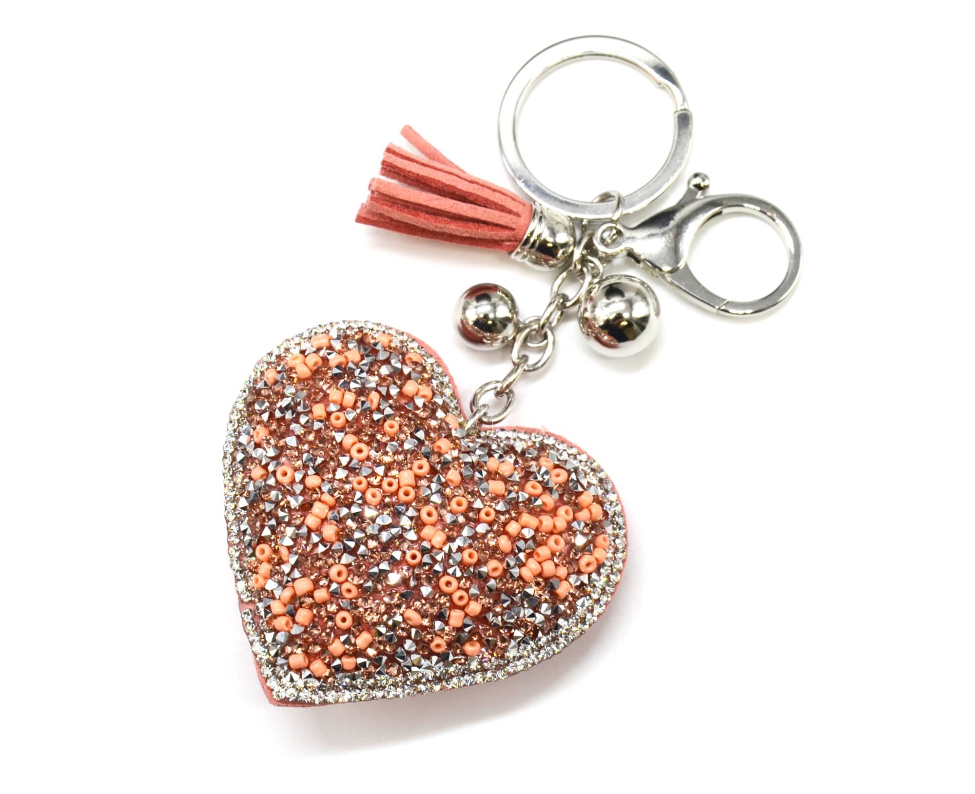 Porte-clés avec boucle en diamant de haute qualité rose pour