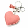 Porte-Cles-Bijou-de-Sac-Coeur-Clous-Perles-Strass-et-Feutrine-Rose-avec-Pompon