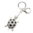 Porte-Cles-Bijou-de-Sac-Tortue-Carapace-Pierres-Noires-Strass-et-Metal-Argente