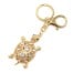 Porte-Cles-Bijou-de-Sac-Tortue-Carapace-Pierres-Strass-et-Metal-Dore