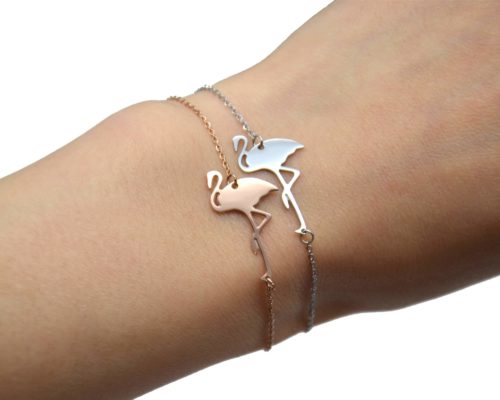 Bracelet-Fine-Chaine-avec-Charm-Flamant-Rose-Acier