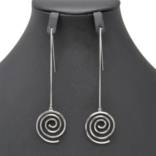 Loops-Earrings-traverses-Fine-chain-and-spiral-Tourbillon-Metal-Silver