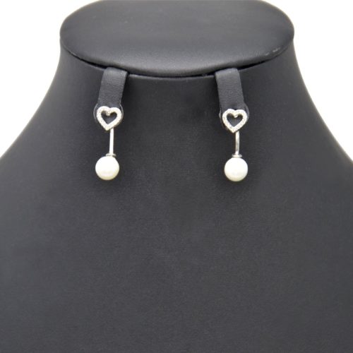 Loops-Earrings-traverses-2-in-1-heart-rhinestones-Zirconium-silver-and-bar-with-bead-Ecru