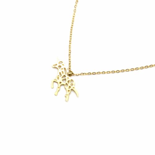 Collier-Fine-Chaine-Pendentif-Licorne-Ajouree-Acier-Dore