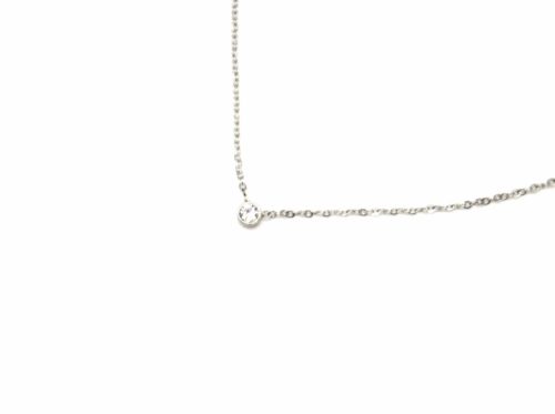 Collier-Fine-Chaine-Pendentif-Strass-Contour-Acier-Argente