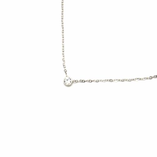 Collier-Fine-Chaine-Pendentif-Strass-Contour-Acier-Argente