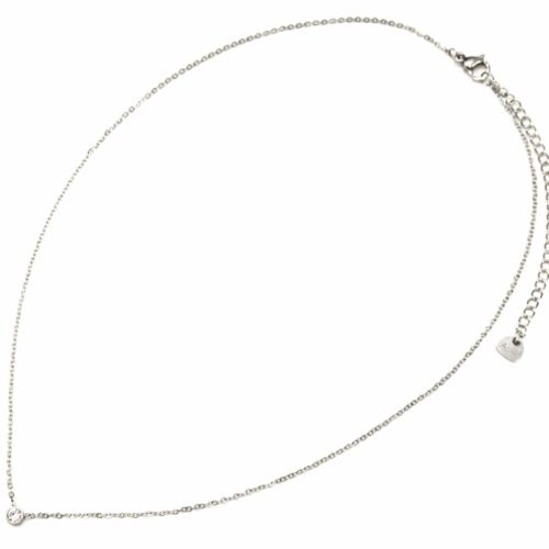 Collier-Fine-Chaine-Pendentif-Strass-Contour-Acier-Argente