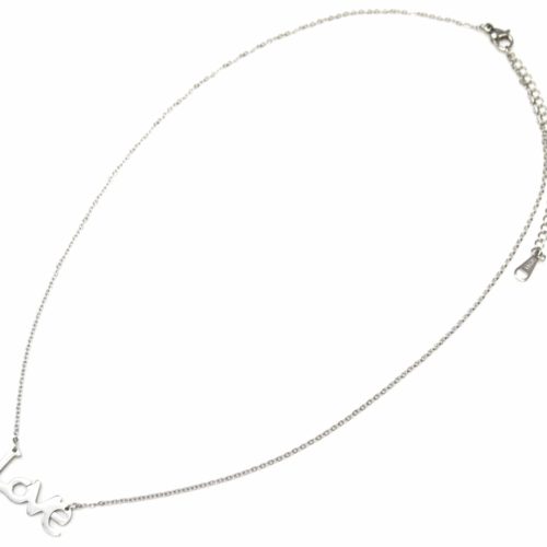 Collier-Fine-Chaine-Pendentif-Message-Love-Acier-Argente