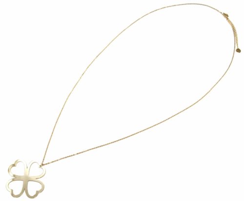 Sautoir-Collier-Fine-Chaine-Pendentif-Trefle-Chance-Contour-Acier-Dore