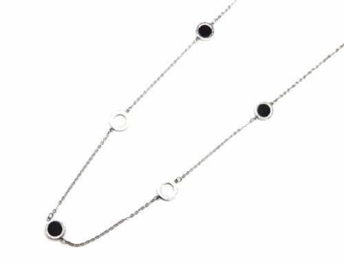 Sautoir-Collier-Fine-Chaine-avec-Cercles-Chiffres-Romains-Acier-Argente-et-Email-Bicolore