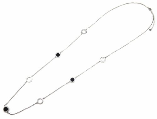Sautoir-Collier-Fine-Chaine-avec-Cercles-Chiffres-Romains-Acier-Argente-et-Email-Bicolore