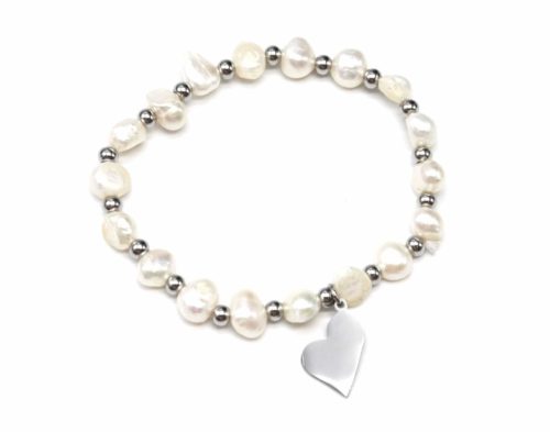 Bracelet-Elastique-Perles-dEau-Douce-et-Boules-avec-Charm-Coeur-Acier-Argente
