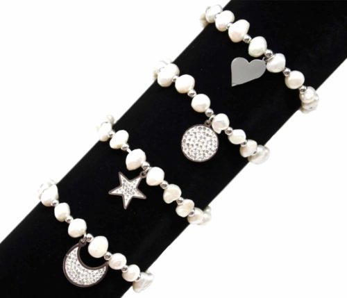 Bracelet-Elastique-Perles-dEau-Douce-et-Boules-avec-Charm-Acier-Argente