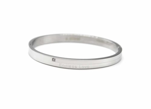 Bracelet-Jonc-Moyen-Acier-Argente-avec-Message-Endless-love-et-Strass-Zirconium