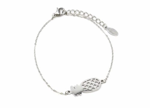 Bracelet-Fine-Chaine-avec-Charm-Ananas-Ajoure-Acier-Argente