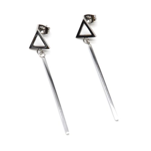 Boucles-dOreilles-Pendantes-Triangle-et-Barre-Acier-Argente