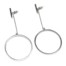 Boucles-dOreilles-Traversantes-2-en-1-Barre-et-Fine-Chaine-Acier-Argente-avec-Grand-Cercle