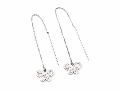 Boucles-dOreilles-Traversantes-Fine-Chaine-Acier-Argente-et-Papillon-Strass