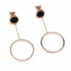 Boucles-dOreilles-Pendantes-avec-Cercle-Noir-et-Cercle-Creux-Acier-Or-Rose