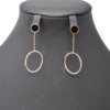 Boucles-dOreilles-Pendantes-avec-Cercle-Noir-et-Cercle-Creux-Acier-Or-Rose