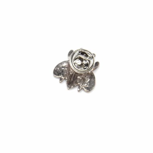 Mini-Brooch-Pins-bee-metal-painted-black-Motif-Paisley-with-stripes-and-metal-silver