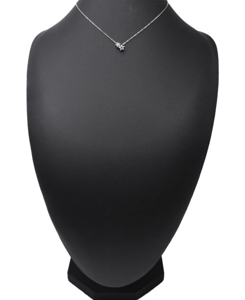 Collier-Fine-Chaine-Pendentif-Double-Mini-Etoiles-Acier-Argente