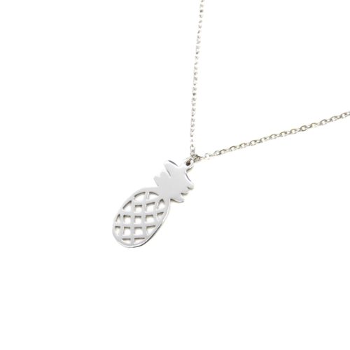 Collier-Fine-Chaine-Pendentif-Ananas-Ajoure-et-Acier-Argente