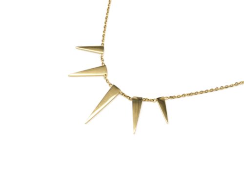 Collier-Fine-Chaine-Pendentif-Multi-Pointes-Triangles-Acier-Dore