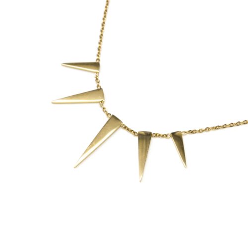 Collier-Fine-Chaine-Pendentif-Multi-Pointes-Triangles-Acier-Dore