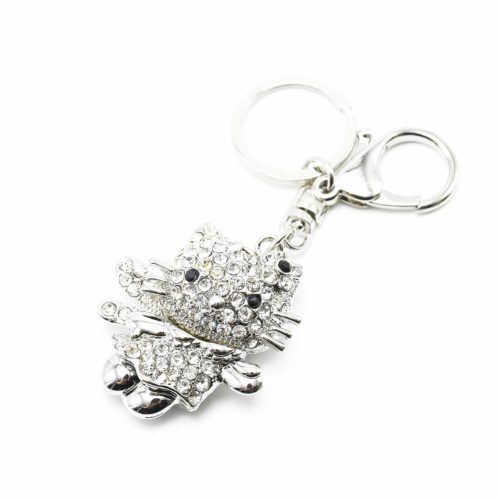 Porte-Cles-Bijou-de-Sac-Chat-Fee-Ange-Strass-Argente