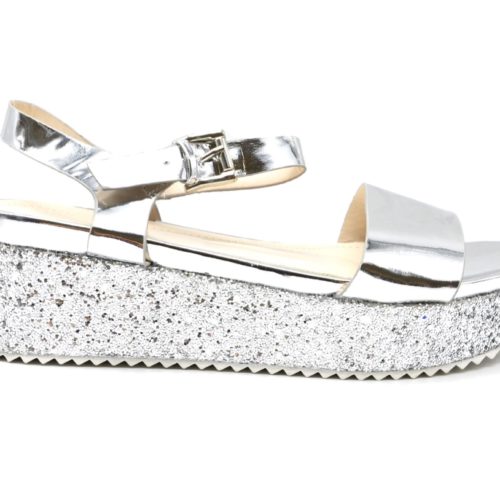 Sandals-A-Talon-platform-offset-glitter-with-flanges-effect-metallic-Silver
