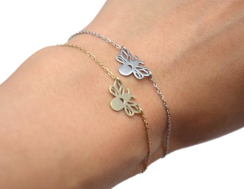 Bracelet-Fine-Chaine-avec-Charm-Abeille-Ailes-Ajourees-Acier