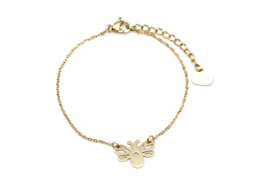 Bracelet-Fine-Chaine-avec-Charm-Abeille-Ailes-Ajourees-Acier-Dore