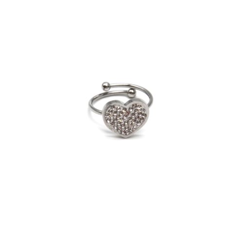 Bague-Anneau-Reglable-Acier-Argente-avec-Coeur-Strass