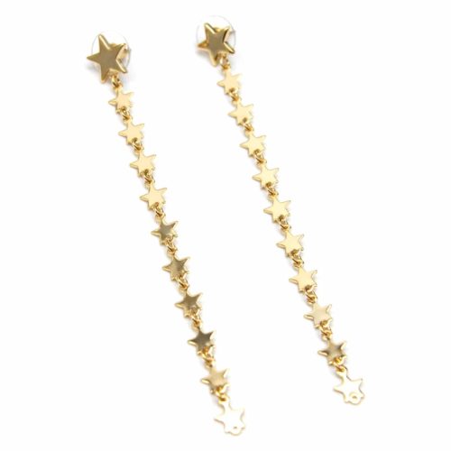 Boucles-dOreilles-Pendantes-Dore-avec-Multi-Etoiles-Dore-a-l'Or-Fin